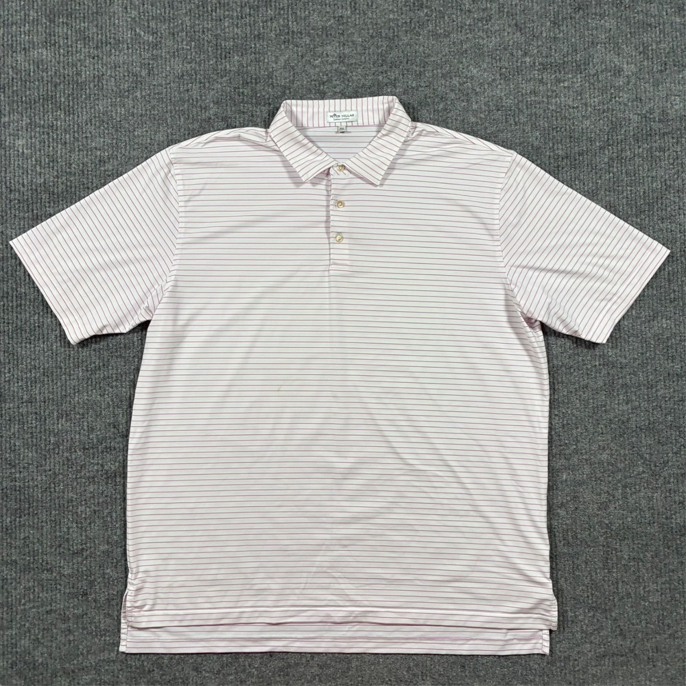 Peter Millar Mens Polo Shirt XXL Pink Stripe Summer Comfort Golf Performance